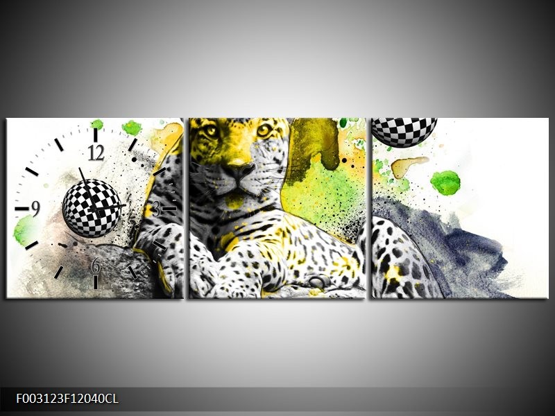 Klok schilderij Natuur | Groen, Zwart, Wit | 120x40cm 3Luik