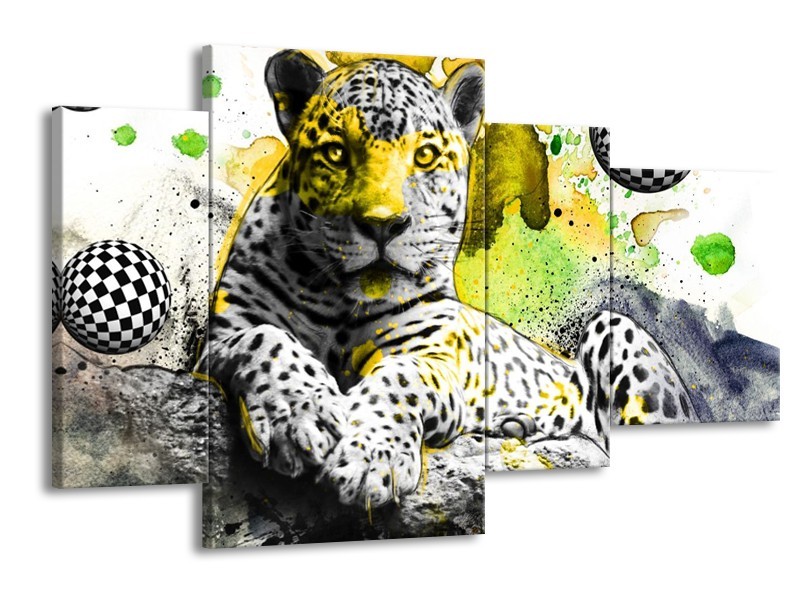 Canvas schilderij Natuur | Groen, Zwart, Wit | 120x75cm 4Luik