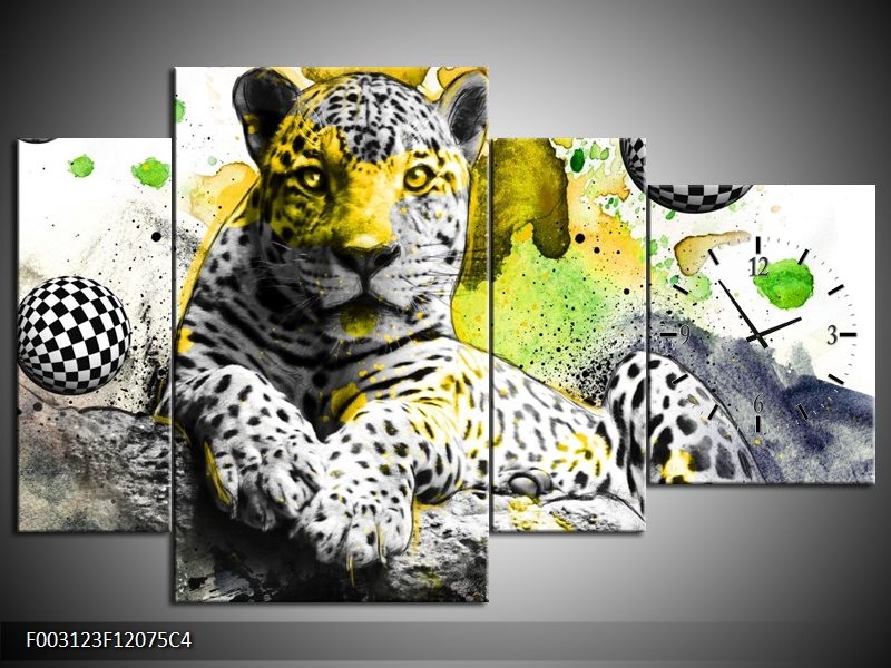 Klok schilderij Natuur | Groen, Zwart, Wit | 120x75cm 4Luik