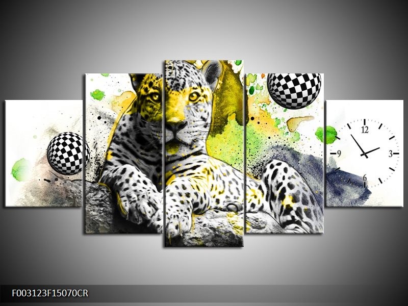 Klok schilderij Natuur | Groen, Zwart, Wit | 150x70cm 5Luik