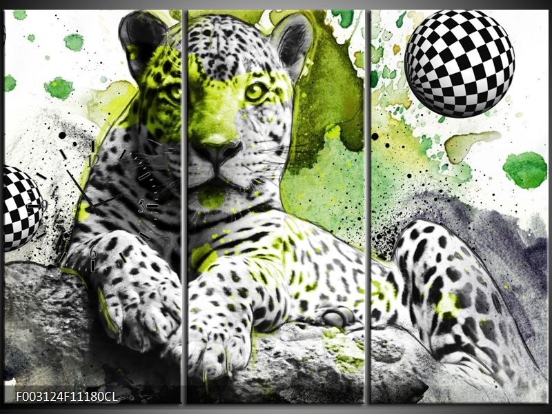 Klok schilderij Natuur | Groen, Zwart, Wit | 111x80cm 3Luik