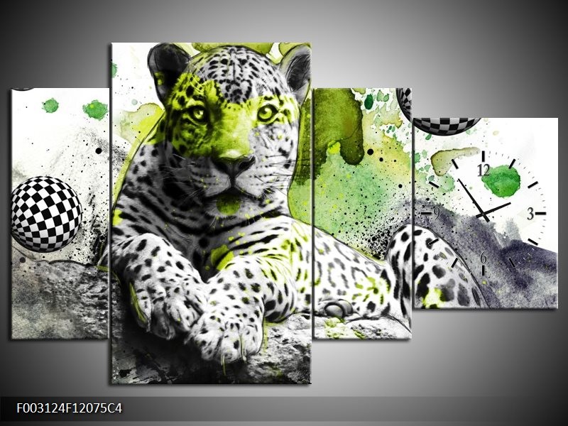 Klok schilderij Natuur | Groen, Zwart, Wit | 120x75cm 4Luik
