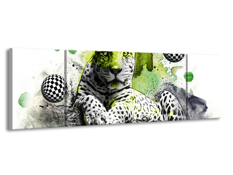 Canvas schilderij Natuur | Groen, Zwart, Wit | 170x50cm 3Luik