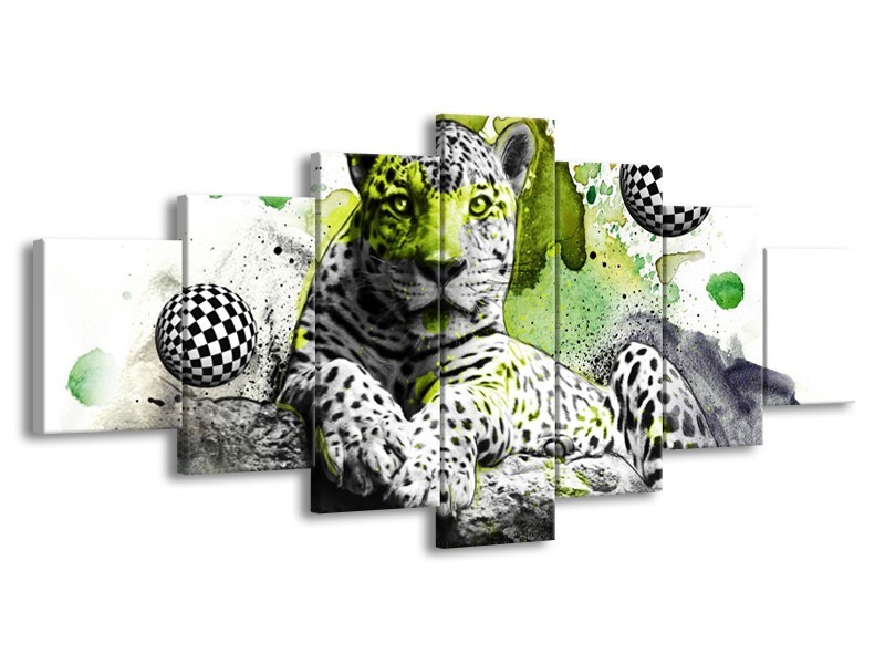 Canvas schilderij Natuur | Groen, Zwart, Wit | 210x100cm 7Luik