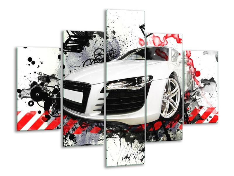 Glas schilderij Audi | Rood, Zwart, Wit | 100x70cm 5Luik