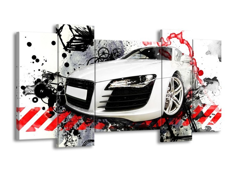 Glas schilderij Audi | Rood, Zwart, Wit | 120x65cm 5Luik