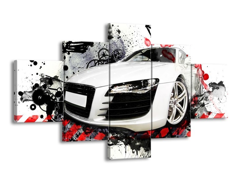 Glas schilderij Audi | Rood, Zwart, Wit | 125x70cm 5Luik