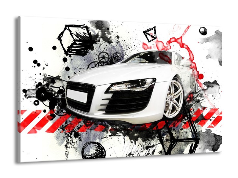 Glas schilderij Audi | Rood, Zwart, Wit | 140x90cm 1Luik