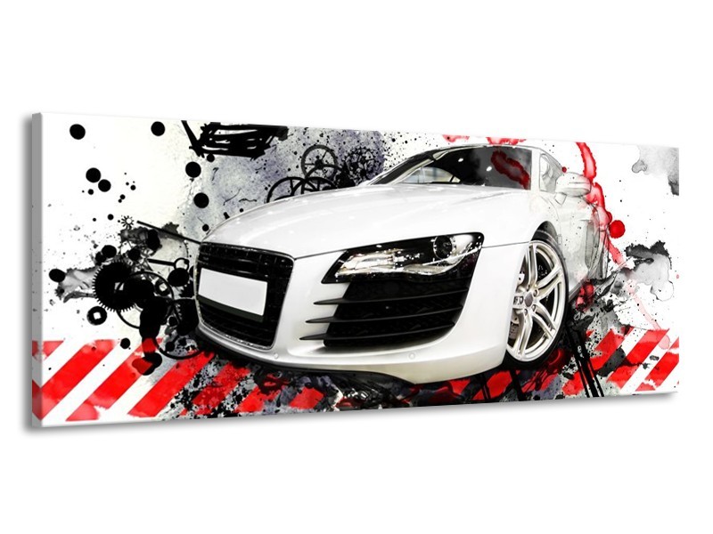 Glas schilderij Audi | Rood, Zwart, Wit | 145x58cm 1Luik