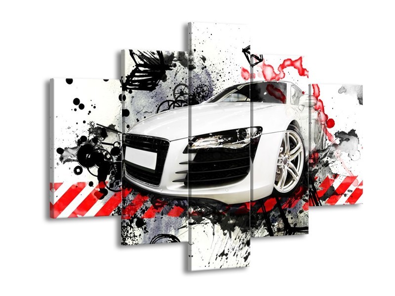Glas schilderij Audi | Rood, Zwart, Wit | 150x105cm 5Luik