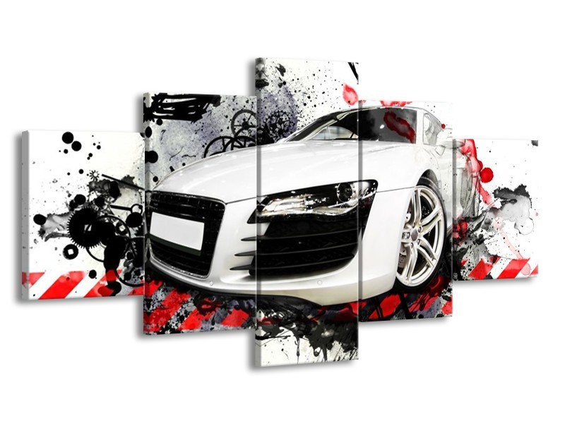 Glas schilderij Audi | Rood, Zwart, Wit | 150x80cm 5Luik