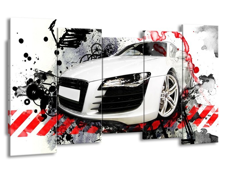 Canvas schilderij Audi | Rood, Zwart, Wit | 150x80cm 5Luik