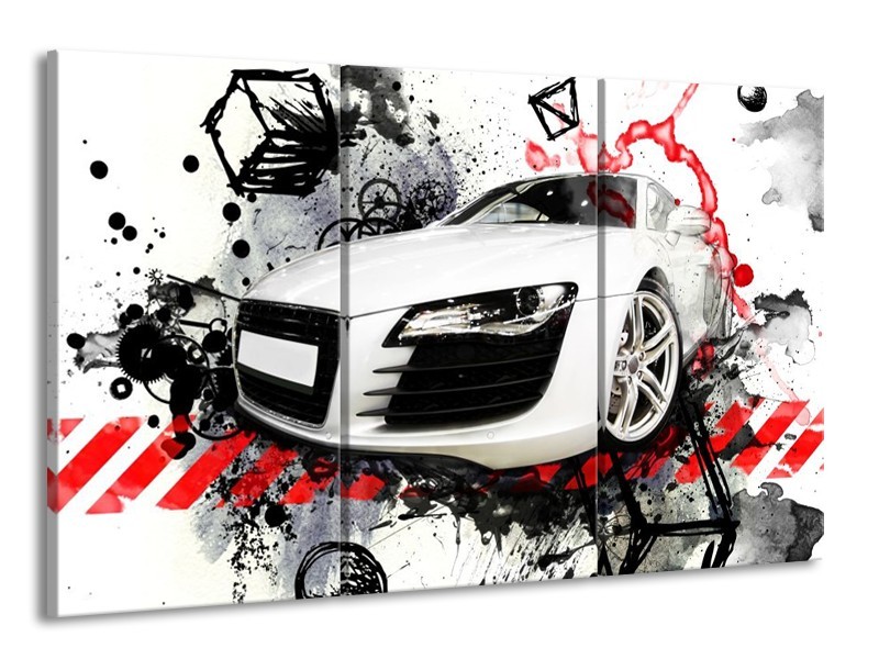 Glas schilderij Audi | Rood, Zwart, Wit | 165x100cm 3Luik