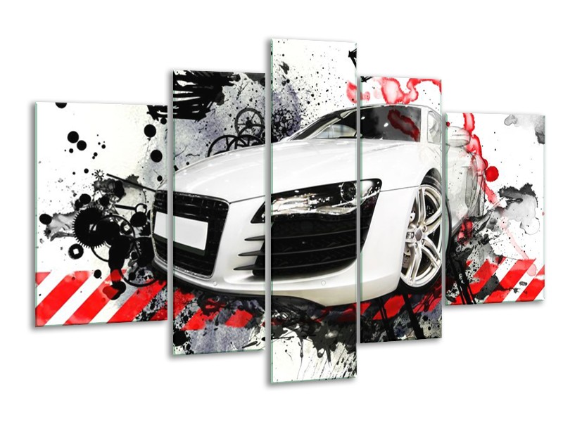 Glas schilderij Audi | Rood, Zwart, Wit | 170x100cm 5Luik