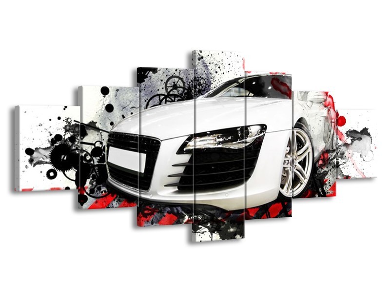 Glas schilderij Audi | Rood, Zwart, Wit | 210x100cm 7Luik