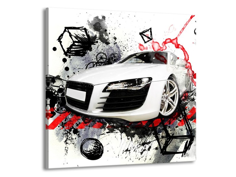 Glas schilderij Audi | Rood, Zwart, Wit | 50x50cm 1Luik