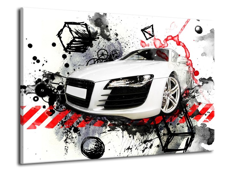 Glas schilderij Audi | Rood, Zwart, Wit | 70x50cm 1Luik