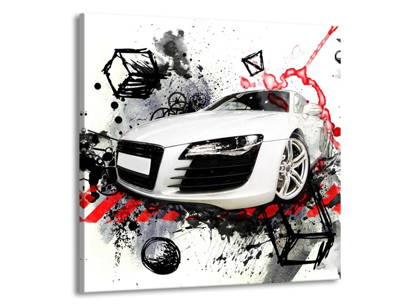 Glas schilderij Audi | Rood, Zwart, Wit | 70x70cm 1Luik