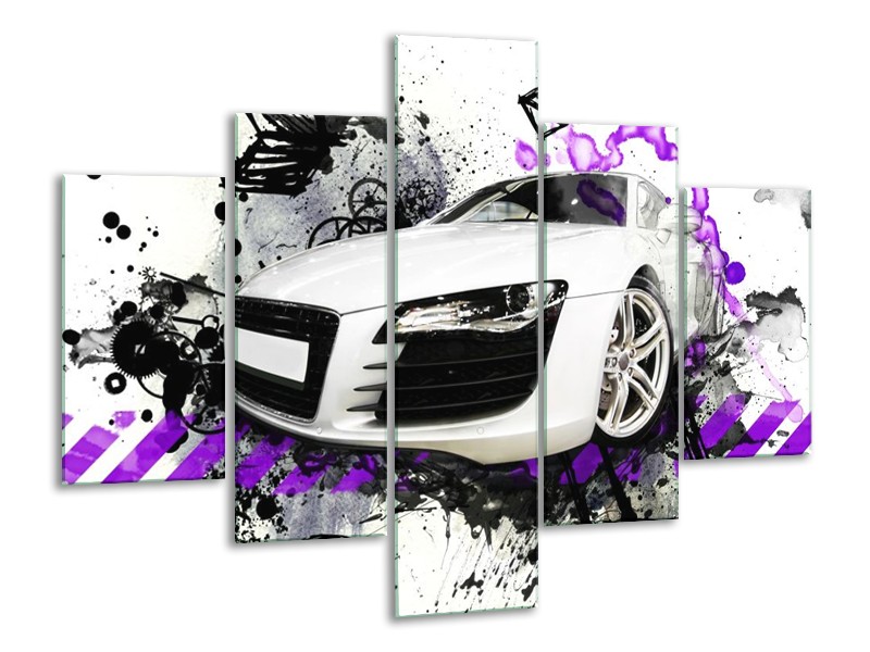 Glas schilderij Audi | Paars, Zwart, Wit | 100x70cm 5Luik