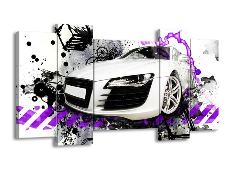 Glas schilderij Audi | Paars, Zwart, Wit | 120x65cm 5Luik