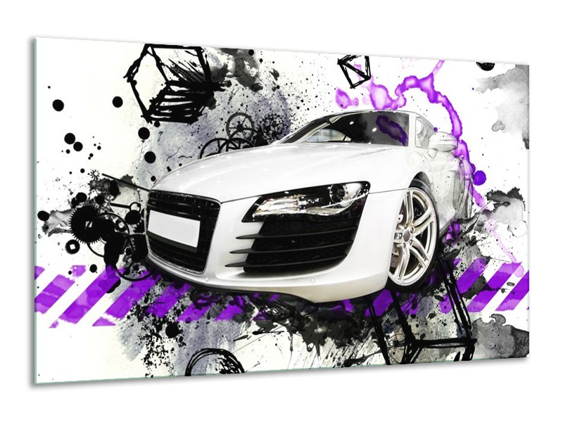 Glas schilderij Audi | Paars, Zwart, Wit | 120x70cm 1Luik