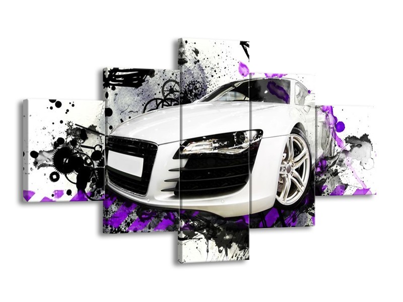 Glas schilderij Audi | Paars, Zwart, Wit | 125x70cm 5Luik