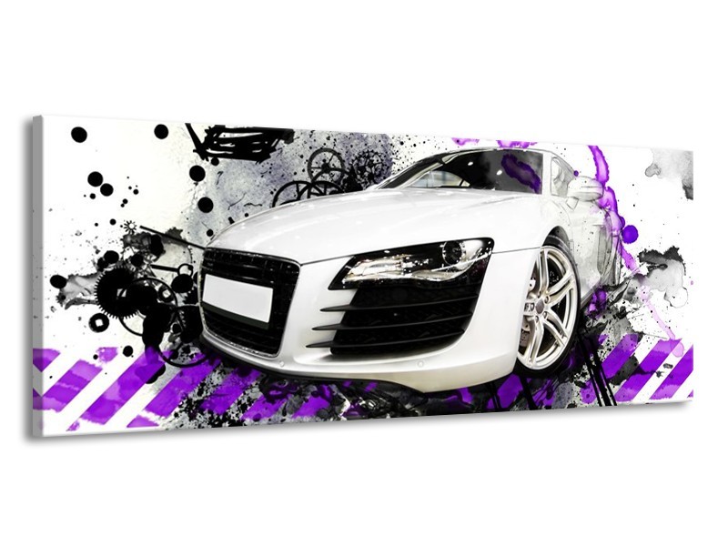 Glas schilderij Audi | Paars, Zwart, Wit | 145x58cm 1Luik