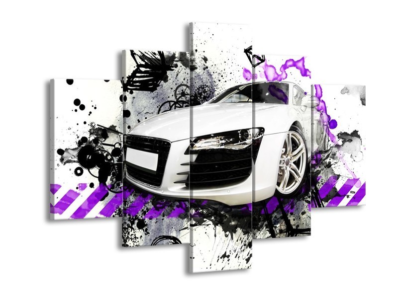 Glas schilderij Audi | Paars, Zwart, Wit | 150x105cm 5Luik
