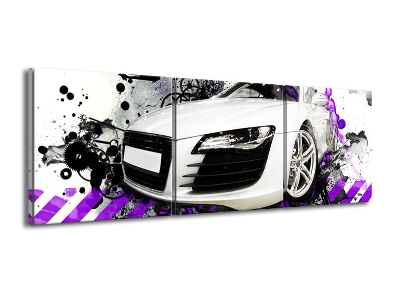 Glas schilderij Audi | Paars, Zwart, Wit | 150x50cm 3Luik