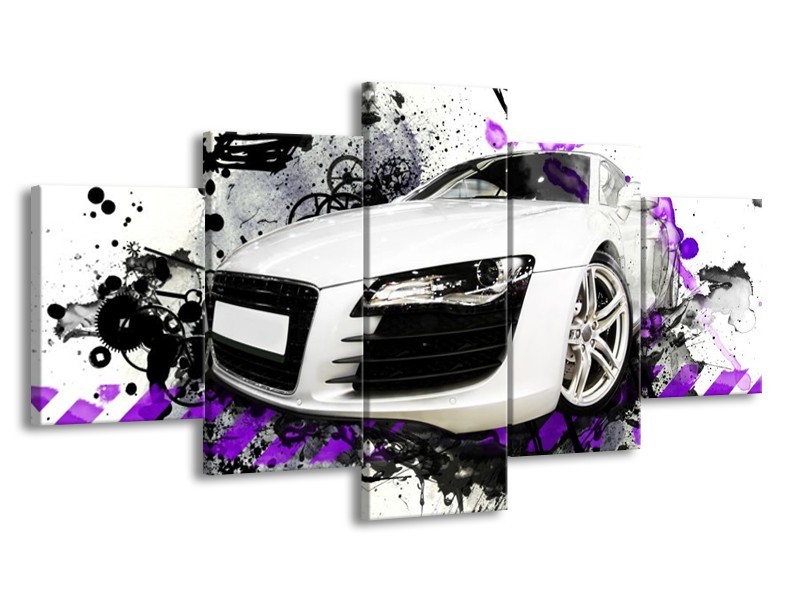 Glas schilderij Audi | Paars, Zwart, Wit | 150x80cm 5Luik