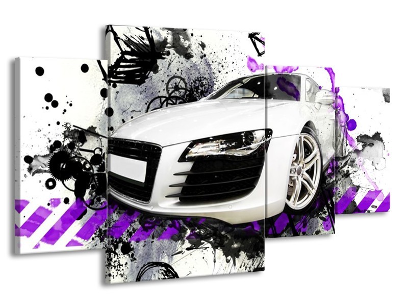 Glas schilderij Audi | Paars, Zwart, Wit | 160x90cm 4Luik