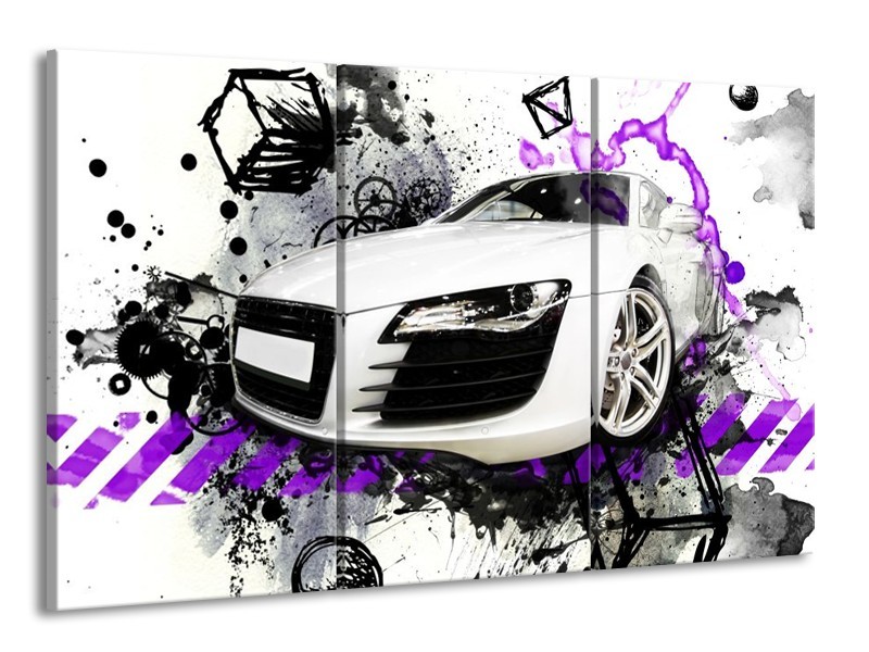Glas schilderij Audi | Paars, Zwart, Wit | 165x100cm 3Luik