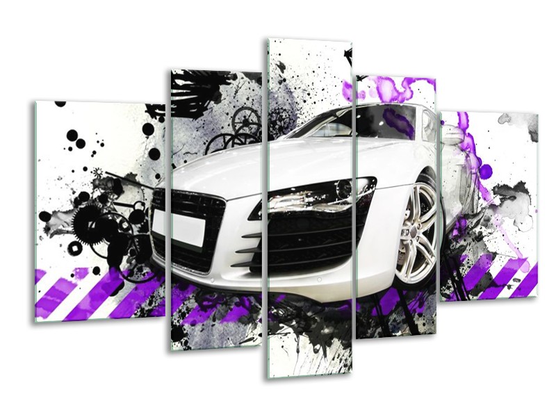 Glas schilderij Audi | Paars, Zwart, Wit | 170x100cm 5Luik