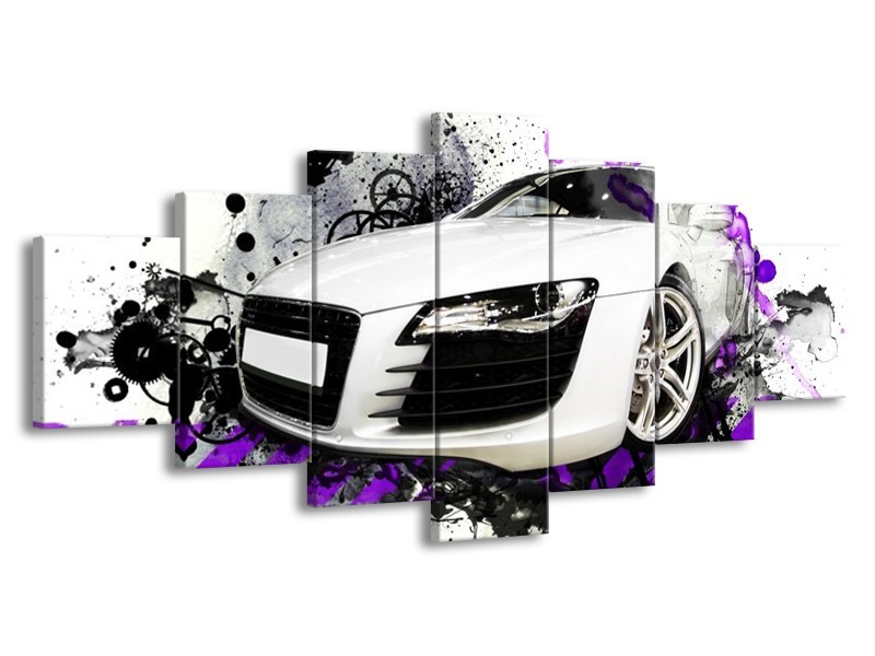 Glas schilderij Audi | Paars, Zwart, Wit | 210x100cm 7Luik