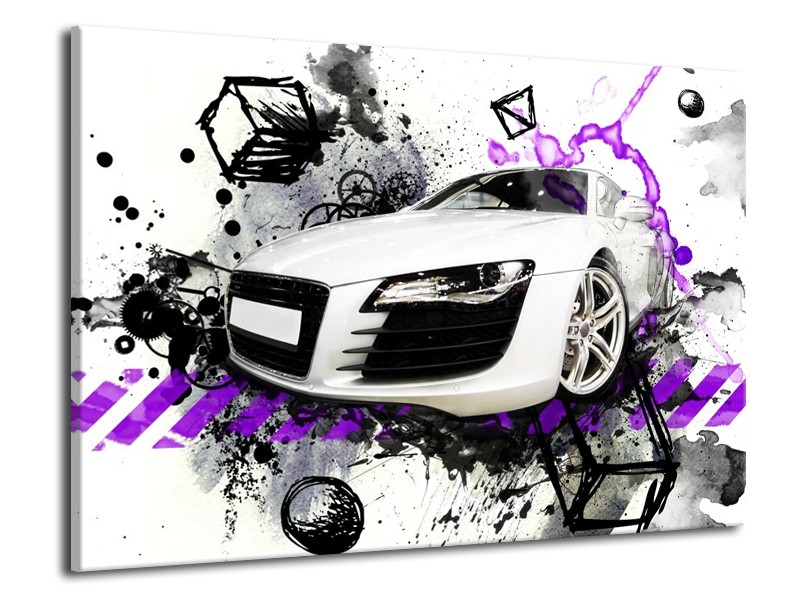 Glas schilderij Audi | Paars, Zwart, Wit | 70x50cm 1Luik