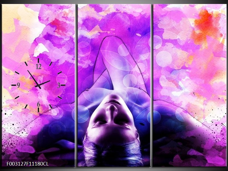 Klok schilderij Lichaam | Paars, Wit | 111x80cm 3Luik
