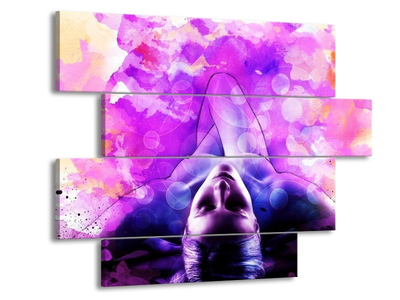 Glas schilderij Lichaam | Paars, Wit | 115x85cm 4Luik