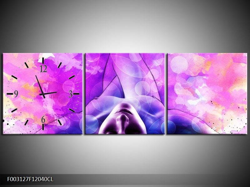 Klok schilderij Lichaam | Paars, Wit | 120x40cm 3Luik