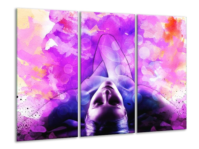 Glas schilderij Lichaam | Paars, Wit | 120x80cm 3Luik
