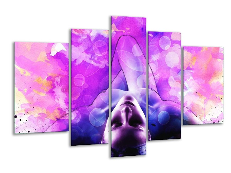 Glas schilderij Lichaam | Paars, Wit | 170x100cm 5Luik