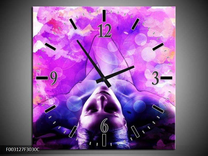 Klok schilderij Lichaam | Paars, Wit | 30x30cm 1Luik