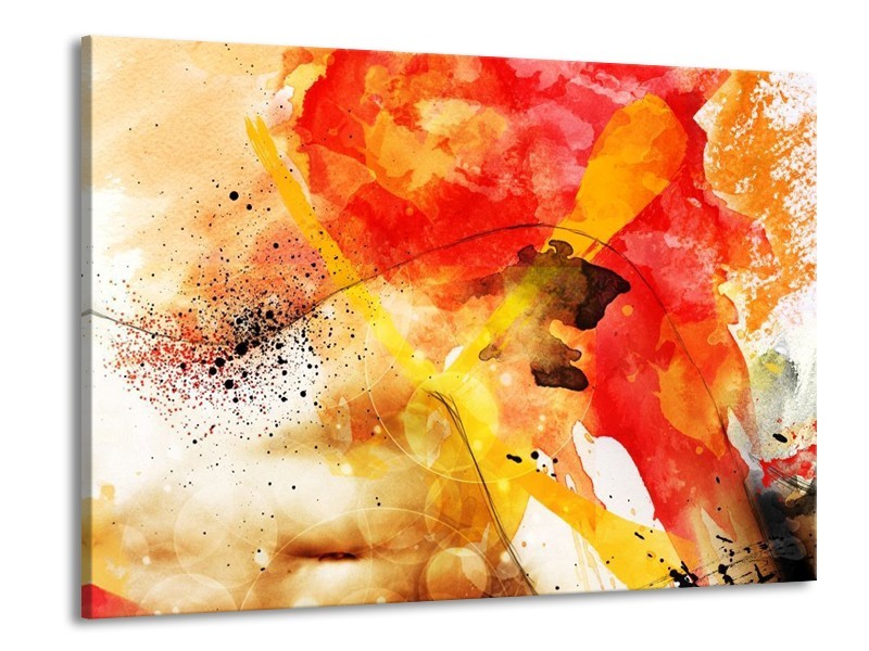 Canvas schilderij Abstract | Rood, Geel, Wit | 100x70cm 1Luik