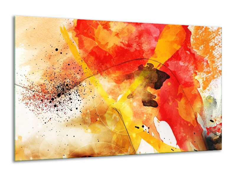 Canvas schilderij Abstract | Rood, Geel, Wit | 120x70cm 1Luik