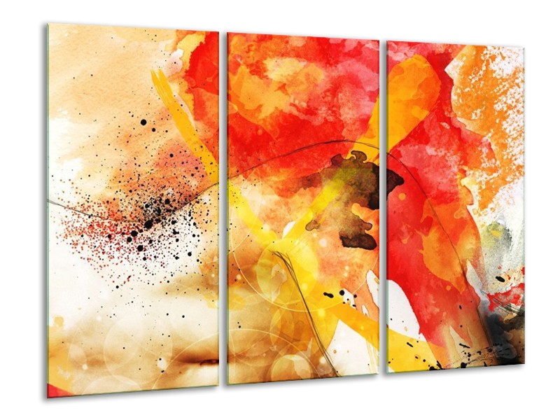Canvas schilderij Abstract | Rood, Geel, Wit | 120x80cm 3Luik