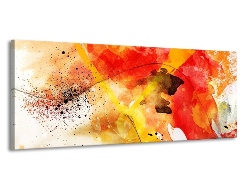 Glas schilderij Abstract | Rood, Geel, Wit | 145x58cm 1Luik