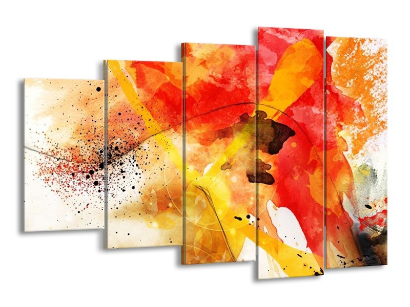 Canvas schilderij Abstract | Rood, Geel, Wit | 150x100cm 5Luik