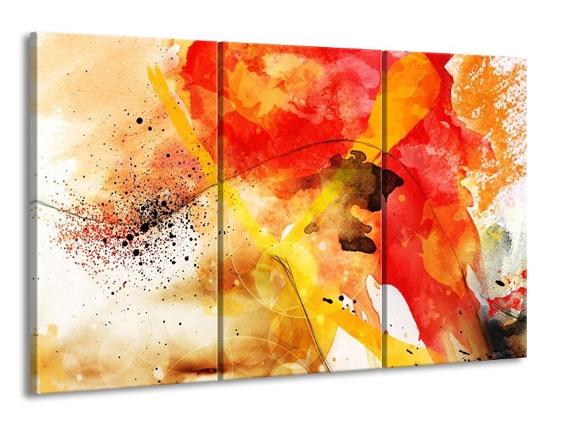 Canvas schilderij Abstract | Rood, Geel, Wit | 165x100cm 3Luik