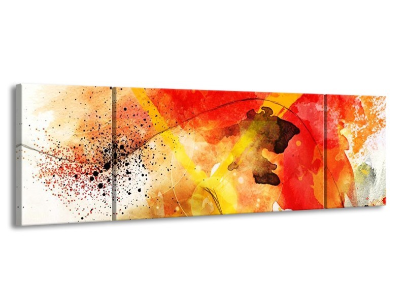 Canvas schilderij Abstract | Rood, Geel, Wit | 170x50cm 3Luik