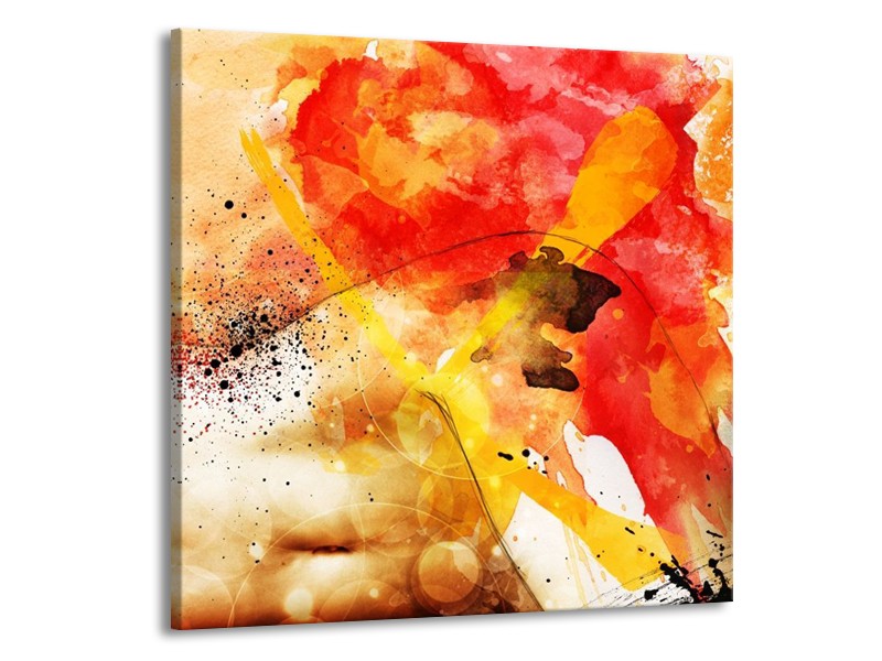 Canvas schilderij Abstract | Rood, Geel, Wit | 50x50cm 1Luik