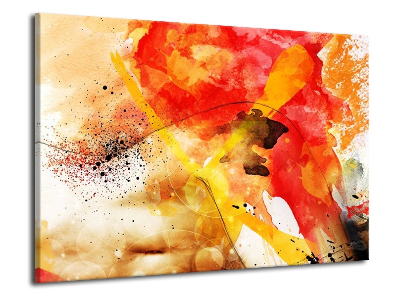 Canvas schilderij Abstract | Rood, Geel, Wit | 70x50cm 1Luik